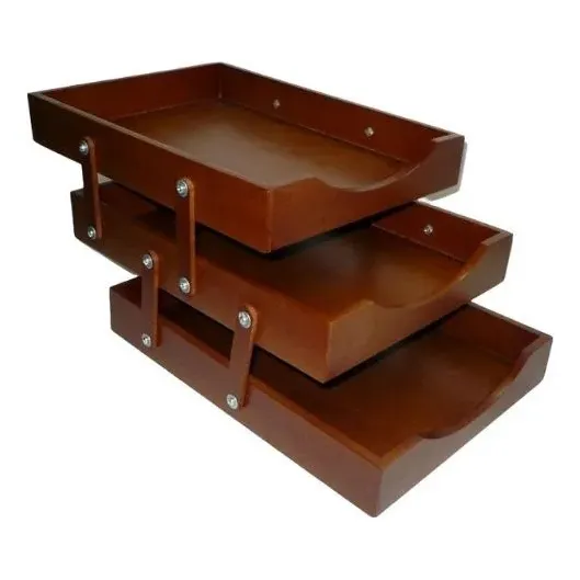Papelera De Madera Para Escritorio - 3 Puesto