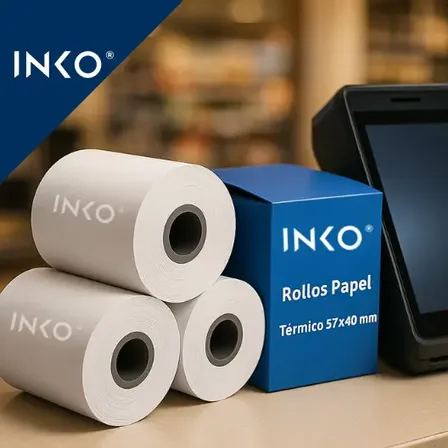 Inko 100 Rollos Papel Termico Miniprinter 57x40 Mm Impresora 58mm Compatible Con Xprinter Blanco