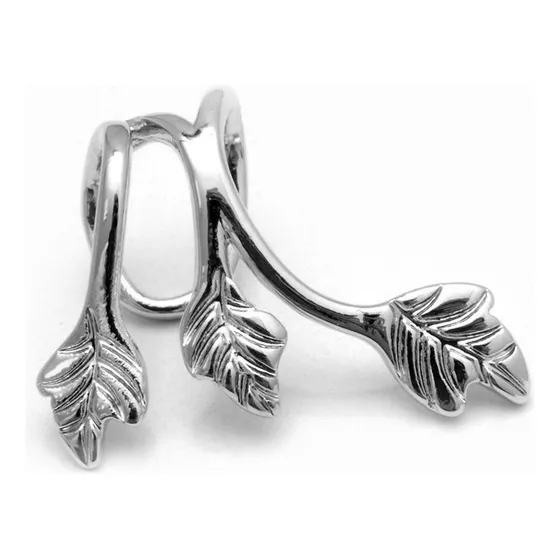 Aro Plateado Bidu Cuff Hojas Izquierdo