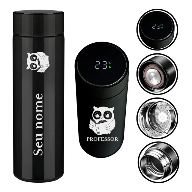Garrafa Térmica Digital Cursos Profissões + Nome 500 Ml Inox