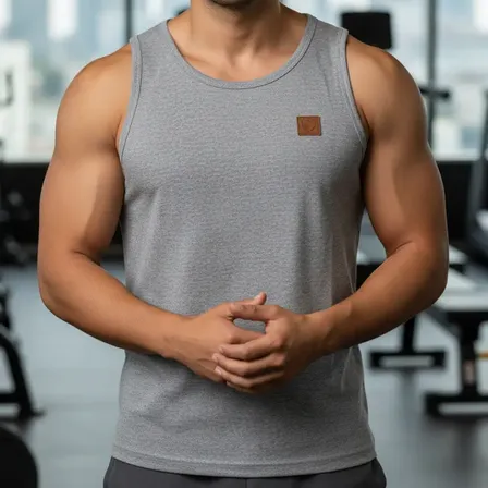 Regata Masculina Algodao Fitness Camiseta Moda Treino Verao Regata Cinza Liso M