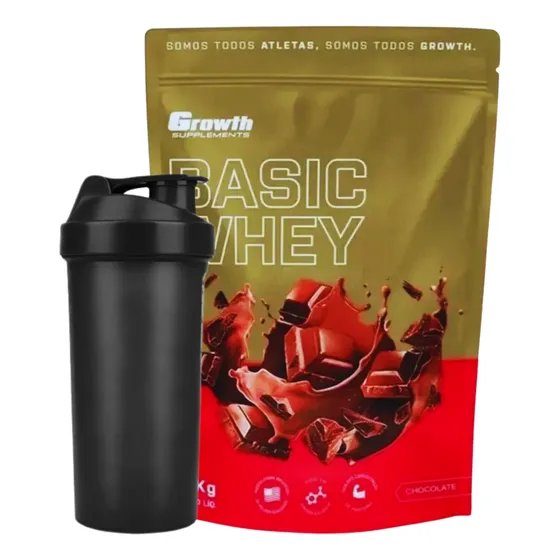 Combo Whey Protein Basic Growth 1kg Coqueteleira 600ml