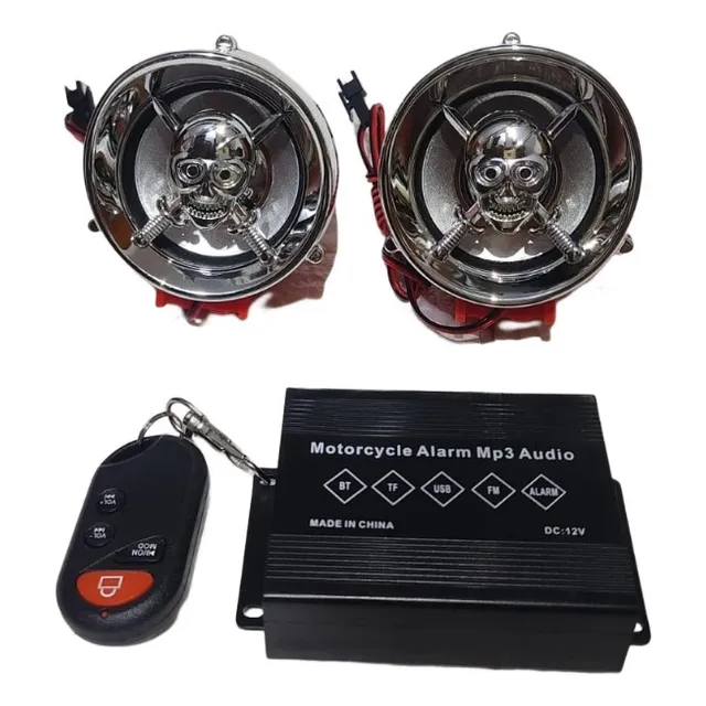 Parlante Para Moto Calavera Bluetooth Fm Micro Usb Alarma