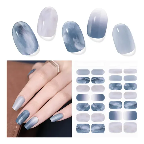 Jmeowio Gel Nail Stickers White Pink Semi Cured Gel Nail Str