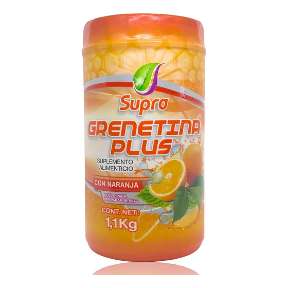 Grenetina Hidrolizada Plus Sabor Naranja 1.1 Kg Supra