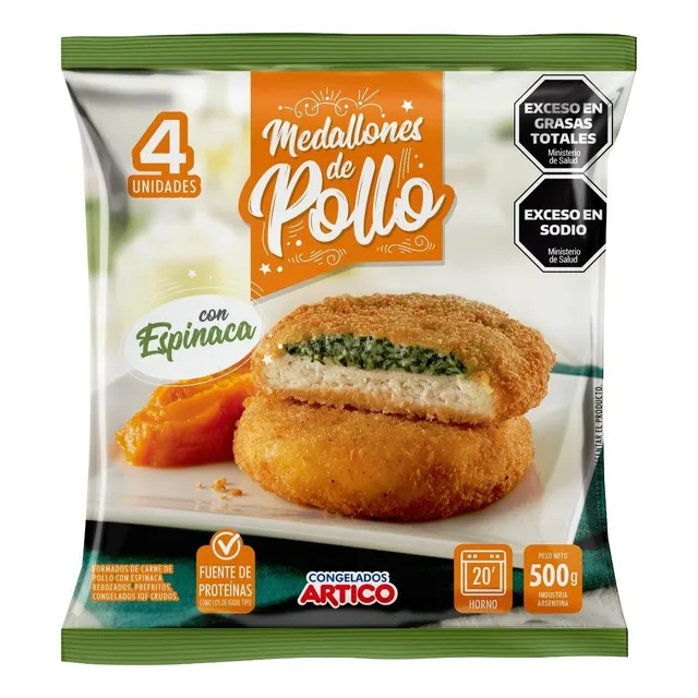 Medallón De Pollo Con Espinaca - Congelados Artico