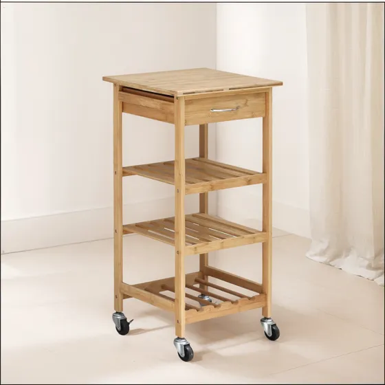 Mesa Arrime Organizador Con Estantes Y Cajón Comedor Deco