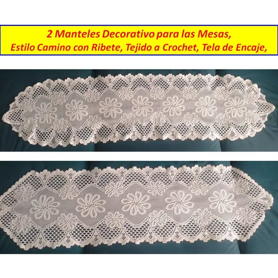 2 Manteles Tejidos Crochet Camino Ribet Para Decorar Hogar