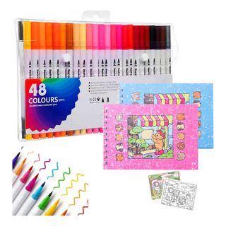 O Kit 2 Contém Folhas E 48 Marcadores Coloridos O Kit 2 Contém Folhas E 48 Marcadores Coloridos