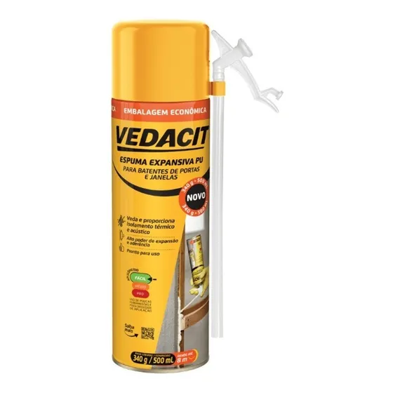 Espuma Expansiva 500ml Poliuretano Facil Uso Vedacit 