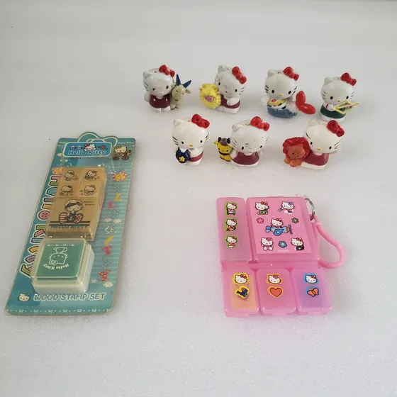 Set Hello Kitty, Figuras Pvc, Sellos Y Calcomanias, Usado