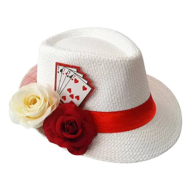 Chapeu Maria Navalha Malandra Com Rosas Vermelha E Branca