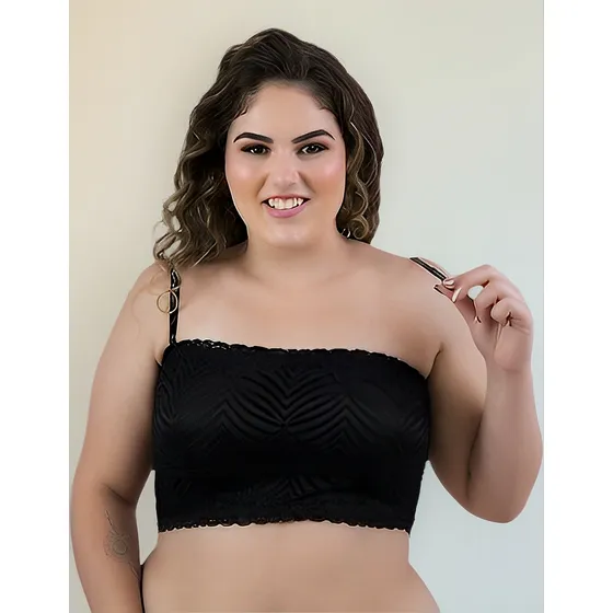 Sutiã 48 50 52 54 Top Faixa Renda Com Bojo Alça Removível