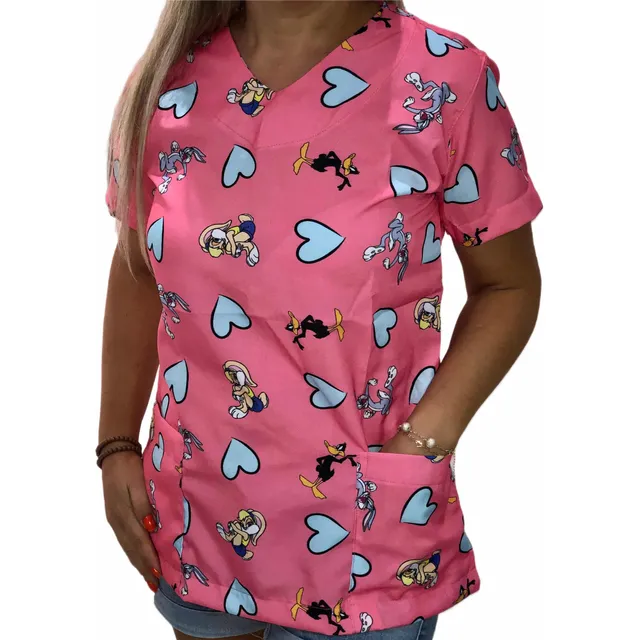 Blusa Bata Estampada Camisa Scrub Pijama Hospitalar Lonney