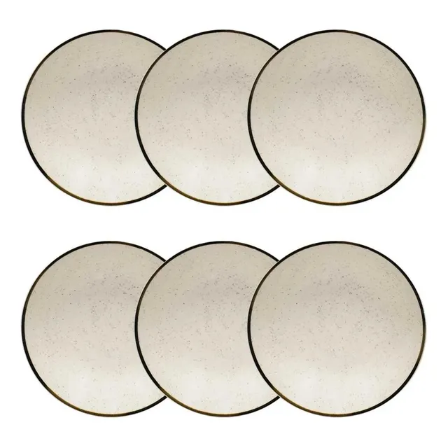 Jogo 6 Pratos Fundos Rustico Brisa 20,5cm Oxford Porcelanas