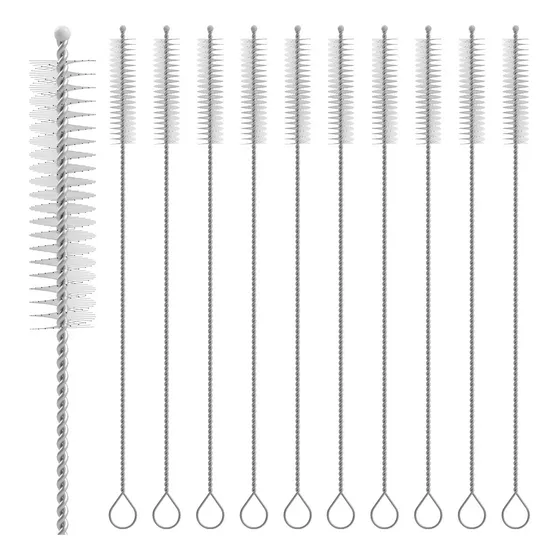 20 Pzs Mini Cepillo Metálico Limpia Popote Reusable 0344c002 Color Plateado