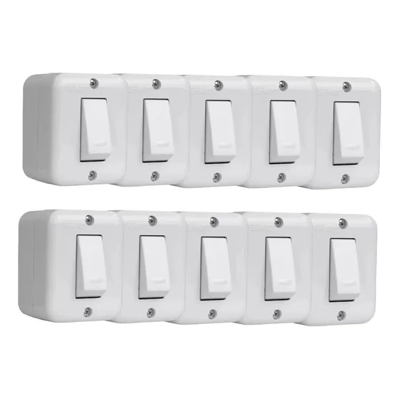 10 Casquete Interruptor Sobrepuesto Simple Stanford 16a Sec
