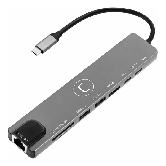 Hub De 8 En 1 Usb-c Unno Tekno Multi Puerto Usb 3.0