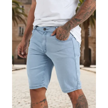Bermuda Jeans Masculina Skinny Super Lycra Linha Premium