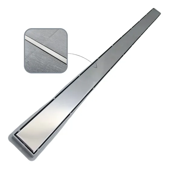 Ralo Linear Inox 5x80 Cola Piso Cega Oculto Sifonado Cinza