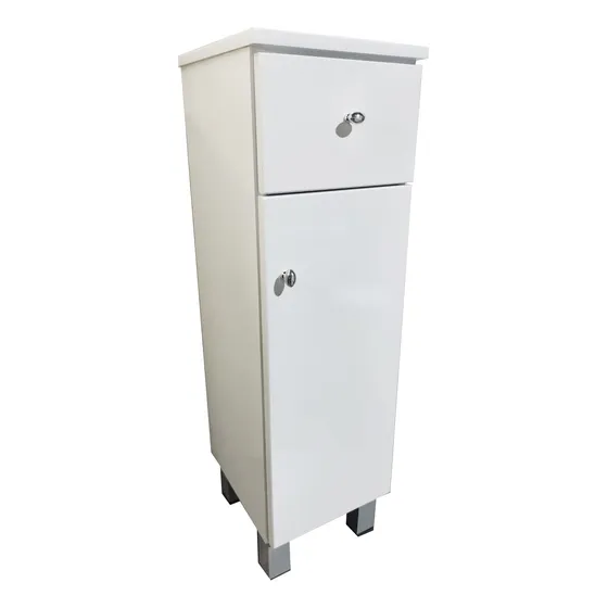 Cajonera Laqueado Blanco Con Puerta Y Estantes 80cm