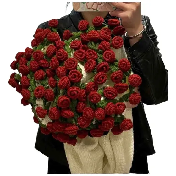 Manta Tejida Cbq Red Rose Con Acabado De 1,1 Metros