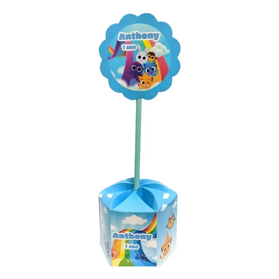Kit 10 Centro Mesa Sextavado Com Aplique Qualquer Tema