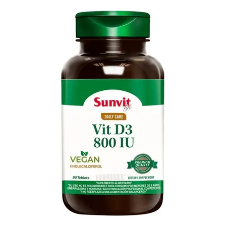 Vegan Vit D 800 Ui - Sunvit Life (90 Tabs) Sabor Sin Sabor
