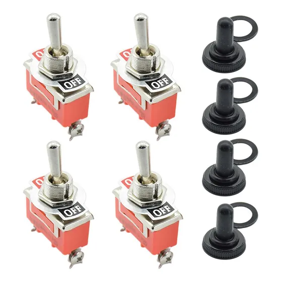 Kit 4 Interruptor Chave Tic Tac C/ Capa Prova D'água On Off Cor Vermelho
