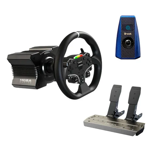 Volante Es Con Base R5+pedales+adaptador Multiconsola - Moza