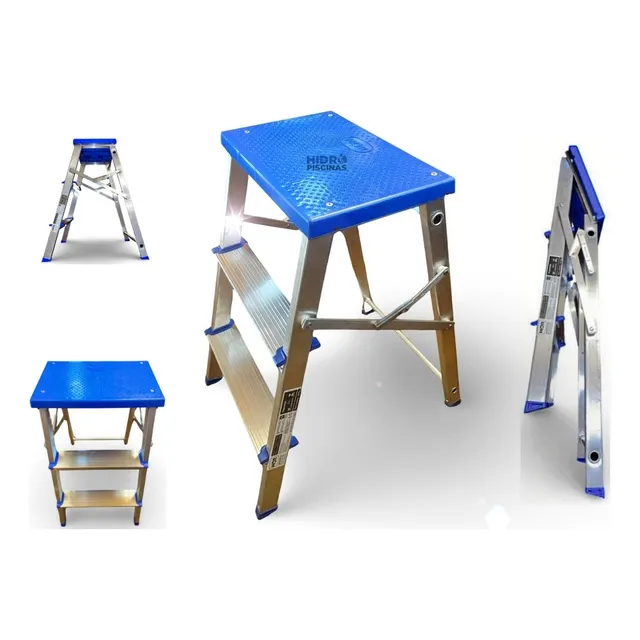 Escalera Banqueta De Aluminio Reforzada Plegable Mor Full