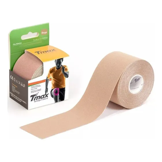 Fita Bandagem Kinesiology Tape Elástica Adesiva Tmax 5m Cor Bege