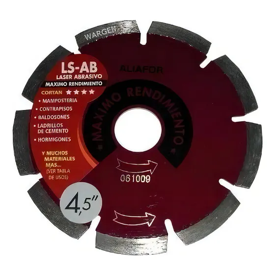Disco Diamantado Aliafor Laser Lsab 4,5 115 Mm Hormigon Color Rojo