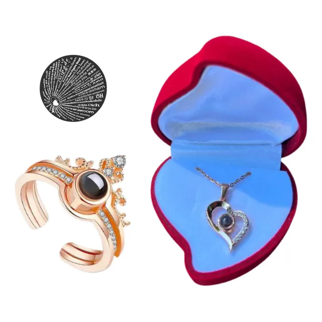 Anillo Parejas Plata + Collar Amor Eterno Te Amo 100 Idiomas