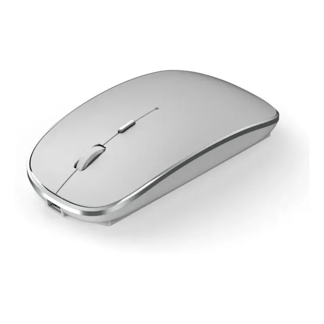 Ratón inalámbrico inalámbrico recargable óptico ergonómico Wiwu, color plateado