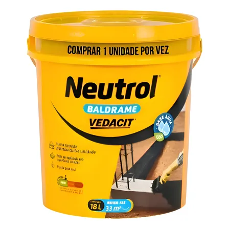 Vedacit Neutrol Baldrame Base D'agua Emulsão Asfaltica 18l Marrom-escuro Acetinado
