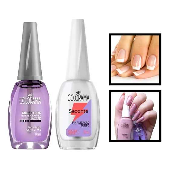 Kit 2 Esmalte Bases Colorama Extra Brilho + Secante Turbo Cor 2 Bases