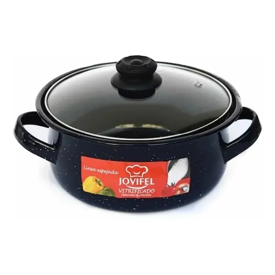 Cacerola Enlozada Nº24 - 5,5 Lts- Tapa De Vidrio. Jovifel