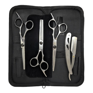 Kit 3 Tesouras Profissionais Barbeiro Fio Laser Navalhas Kit 3 Tesouras Profissionais Barbeiro Fio Laser Navalhas