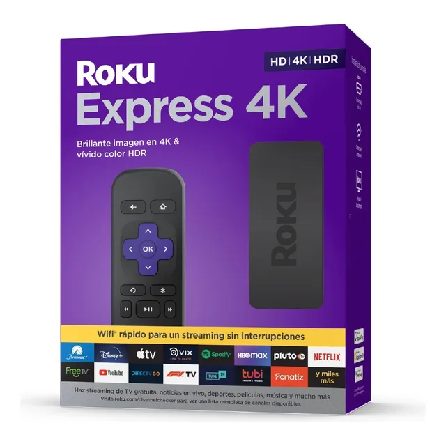 Media Streaming Roku Express 4k Color Negro Con Control Negro Estándar