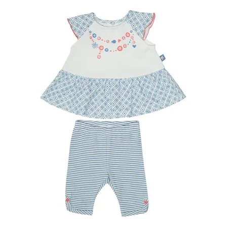 Conjunto Bebe Algodón Verano Niña Crudo