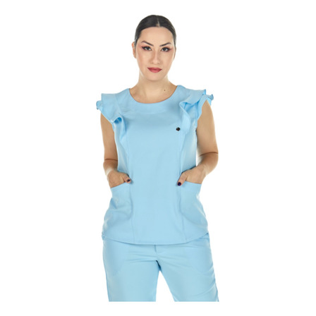 Blusa Scrub Feminina Babados Sem Manga Varias Cores Blusa Scrub Feminina Babados Sem Manga Varias Cores