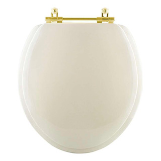 Assento Sanitario Almofadado Oval Areia Com Ferragem Dourada Assento Sanitario Almofadado Oval Areia Com Ferragem Dourada