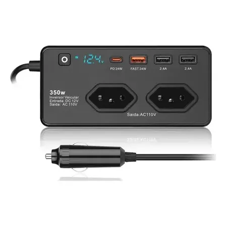 Inversor Veicular Para Starlink 12v 110v Tomada Usb C 350w
