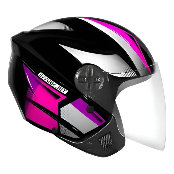 Capacete Feminino Aberto Ebf Spark Jet Square Preto E Rosa — foto 2