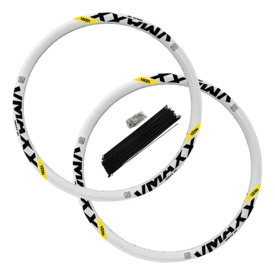 Kit Aro 24 Roda Vzan Vmaxx Dh Branco Freio À Disco Com Raios