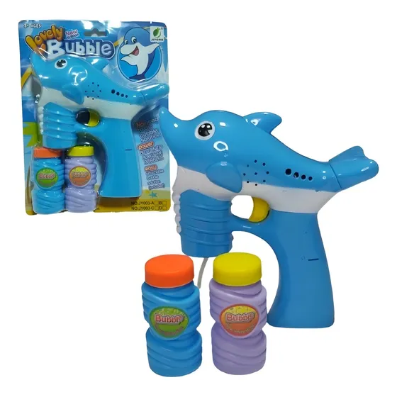 Brinquedo Lança Bolhas De Sabão Pistola Automatica Musical Cor Azul