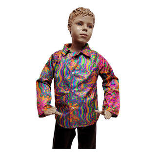 Disfraz Camisa Para Adolescente Años 70s Estampada Hippie A Gogo Disfraz Camisa Para Adolescente Años 70s Estampada Hippie A Gogo