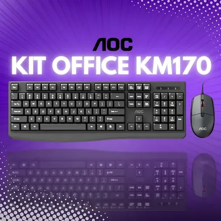 Kit Mouse E Teclado Para Escritório Office Pt-bnt2 Aoc Km170 Preto