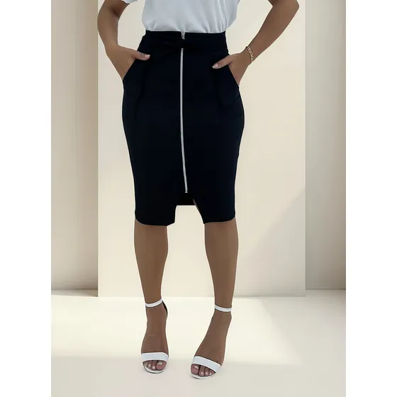 Saia Moda Evangélica Midi Bengaline Feminino Com Zíper 